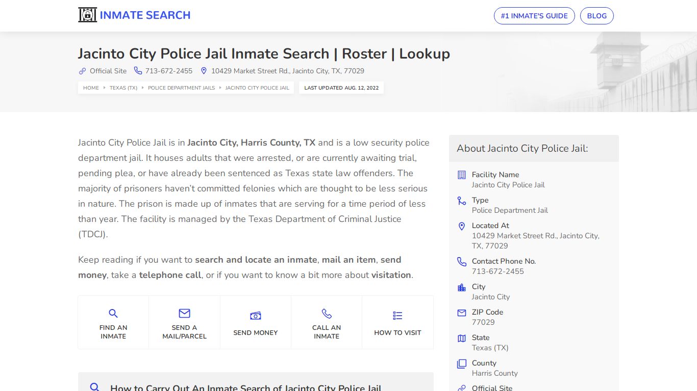 Jacinto City Police Jail Inmate Search | Roster | Lookup